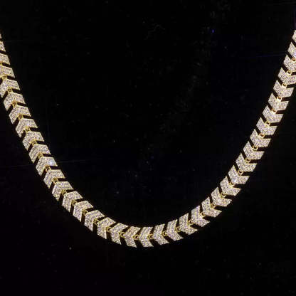 8mm Moissanite Herringbone Cuban Chain