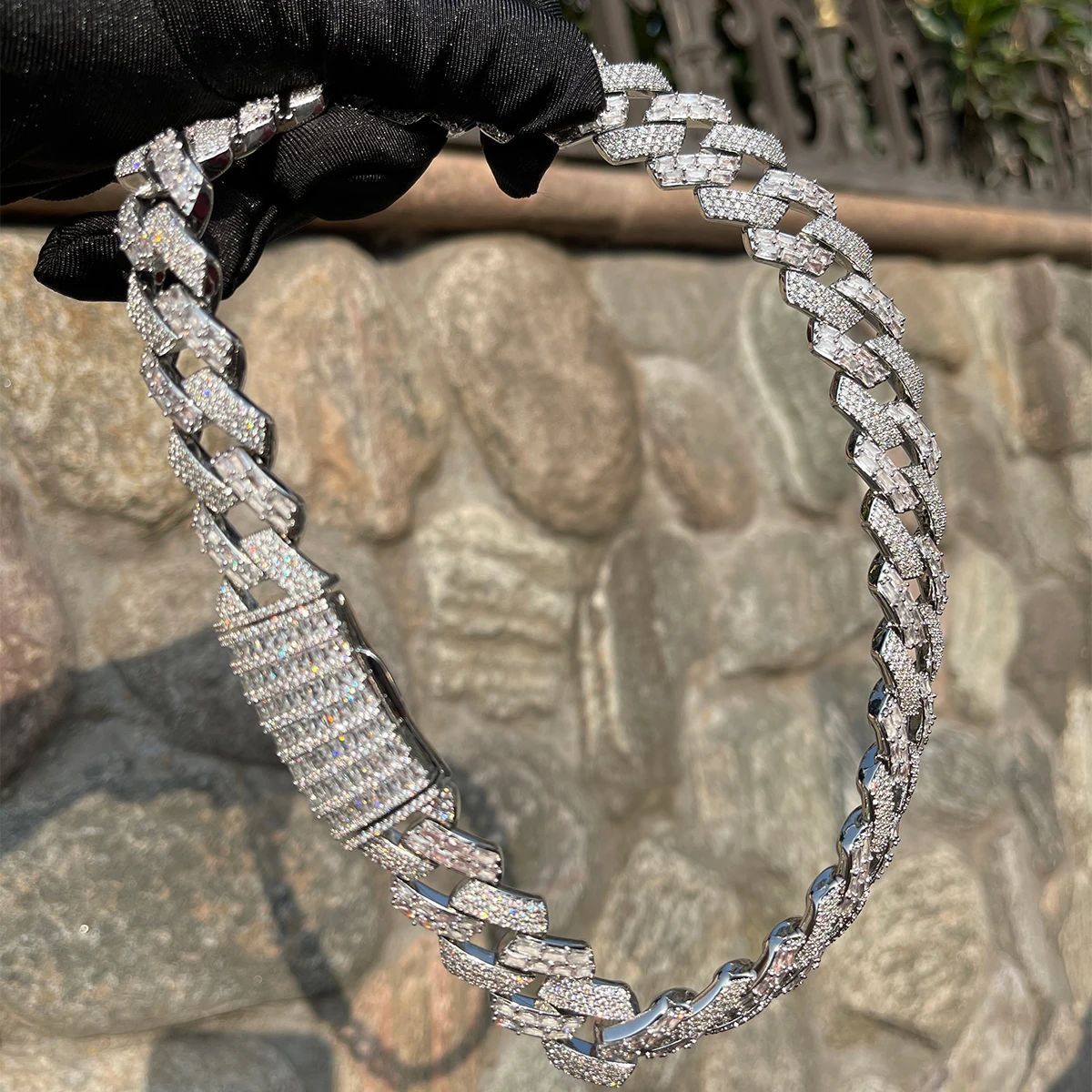 S925 Moissanite Fully Paved Cuban Chain