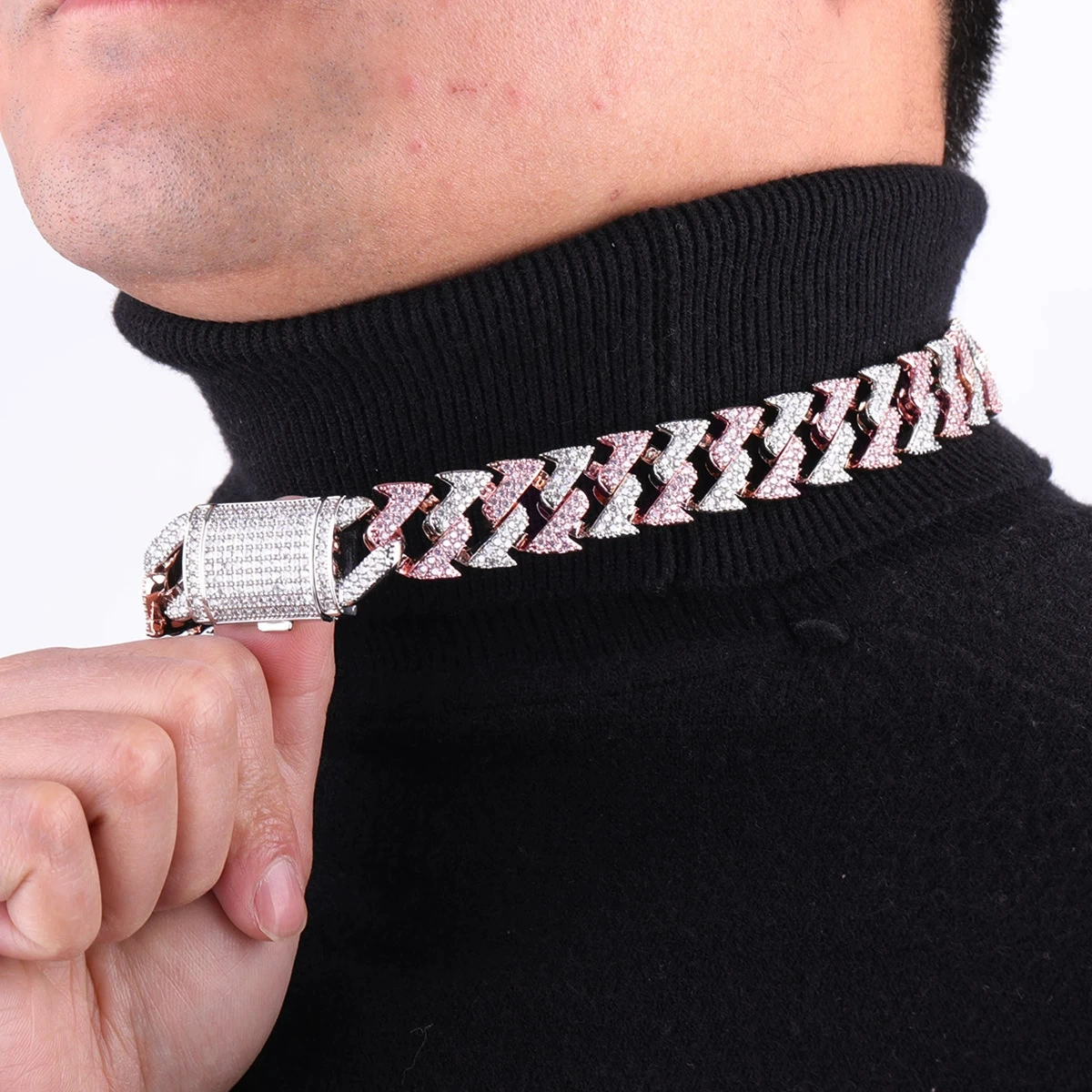 S925 Moissanite Curved Cuban Chain