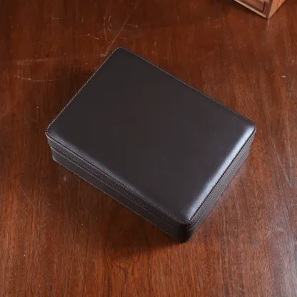 8-Slot Portable Genuine Leather Travel Organizer Case