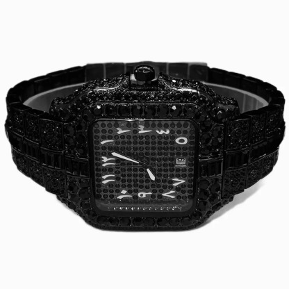 Square Moissanite Unique Arabic Numerals Watch  Setting