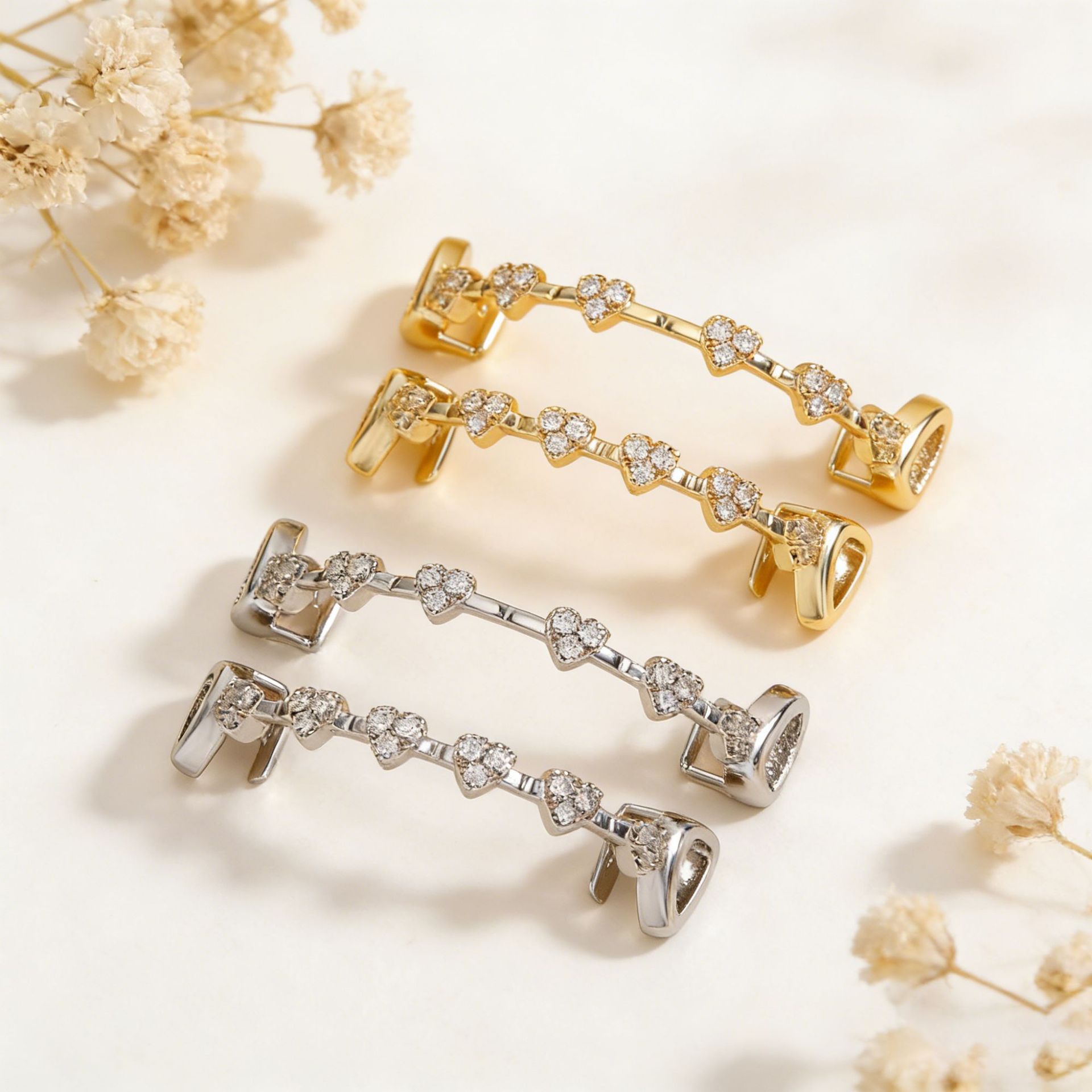 Fashionable Moissanite Gold Grillz – Heart Shaped Fully Diamond-Paved