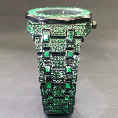 Stylish Green Moissanite Rhinestone Watch