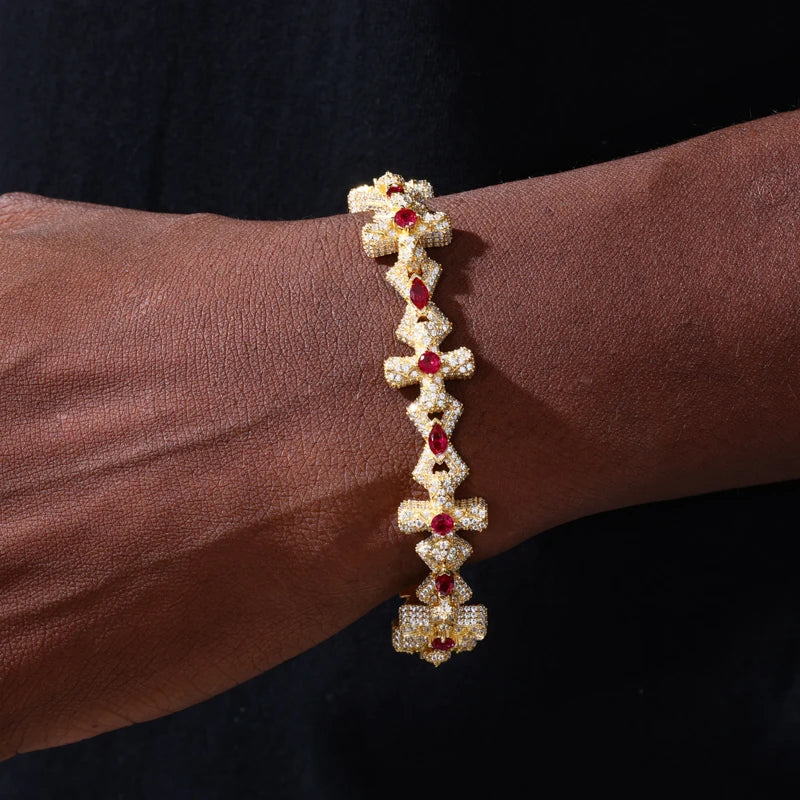 14MM Moissanite gemstone cross bracelet
