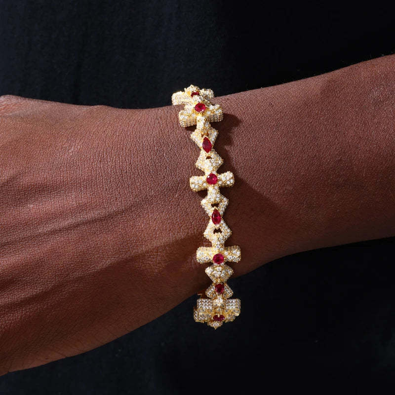 14MM Moissanite gemstone cross bracelet