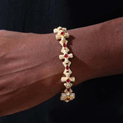 14MM Moissanite gemstone cross bracelet