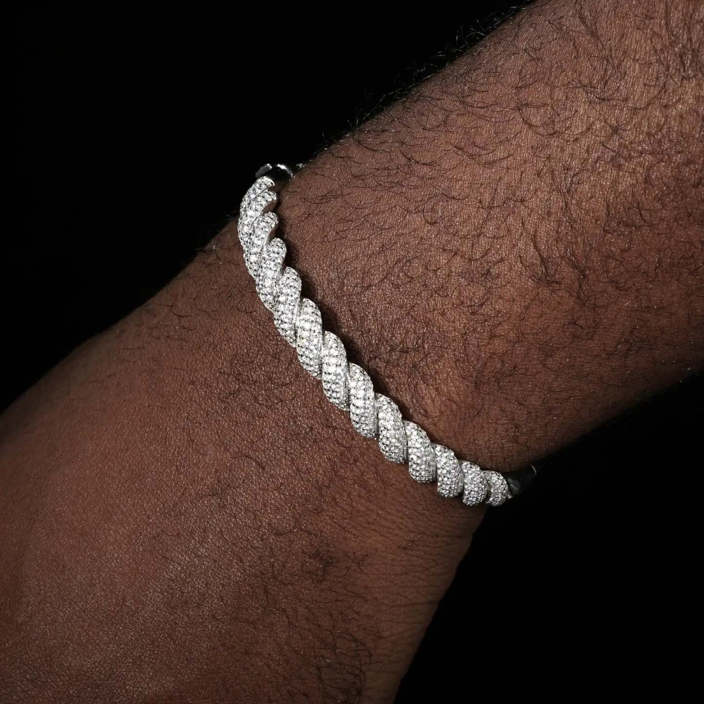 8mm Moissanite New Twist Cross Cuban Bracelet