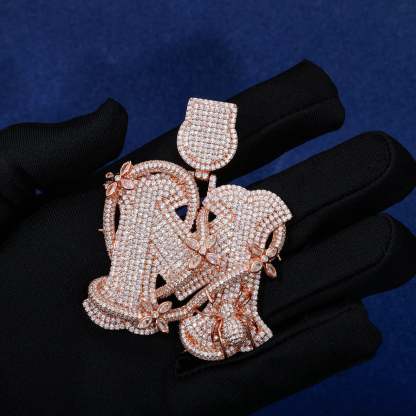 S925 Moissanite Iced Blinged Out  Diamond Letter M Pendant