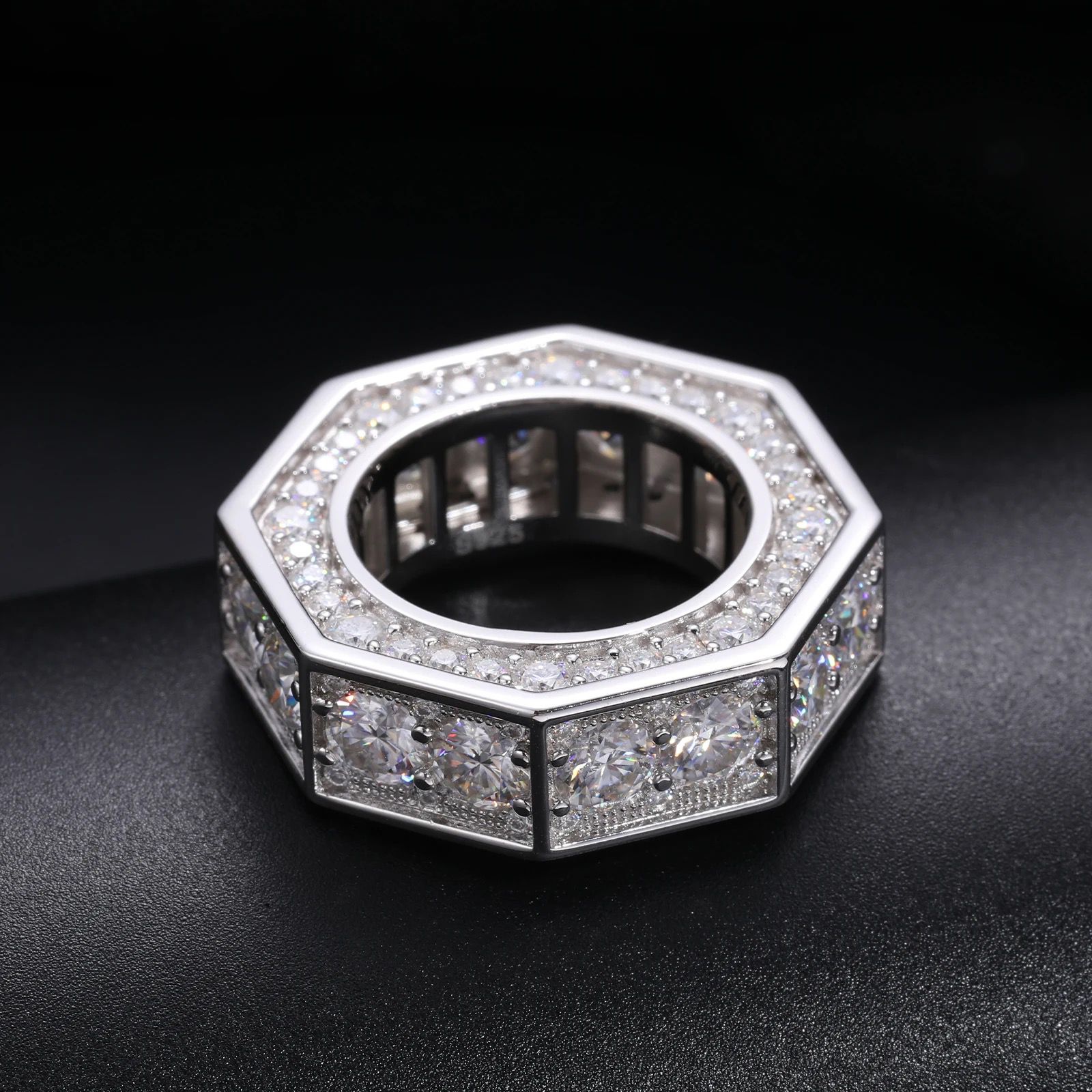 Moissanite Retro Geometric Octagonal Ring