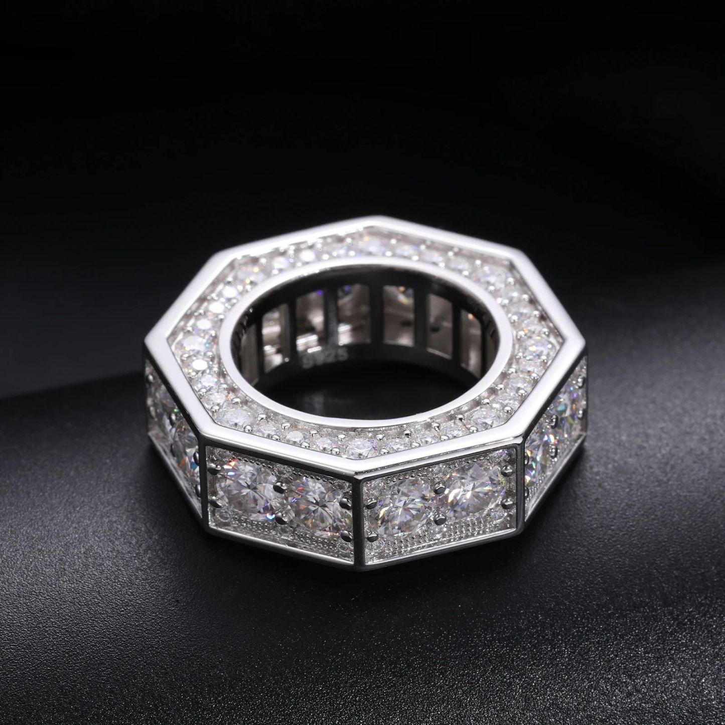 Moissanite Retro Geometric Octagonal Ring