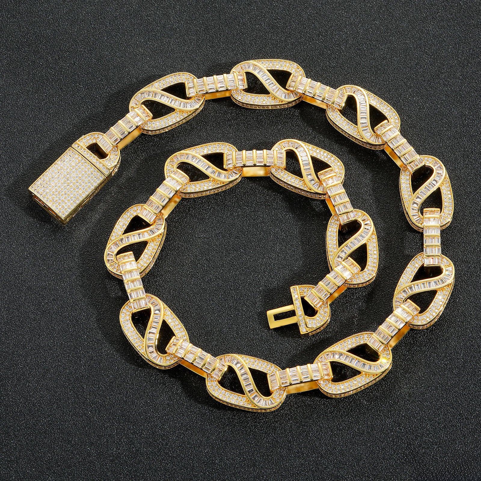 15mm T-Square Moissanite Cuban Link Chain