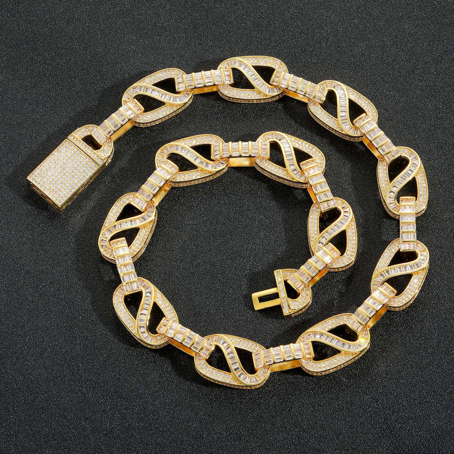 15mm T-Square Moissanite Cuban Link Chain