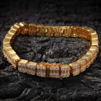8.6mm Moissanite Baguette Tennis Bracelet