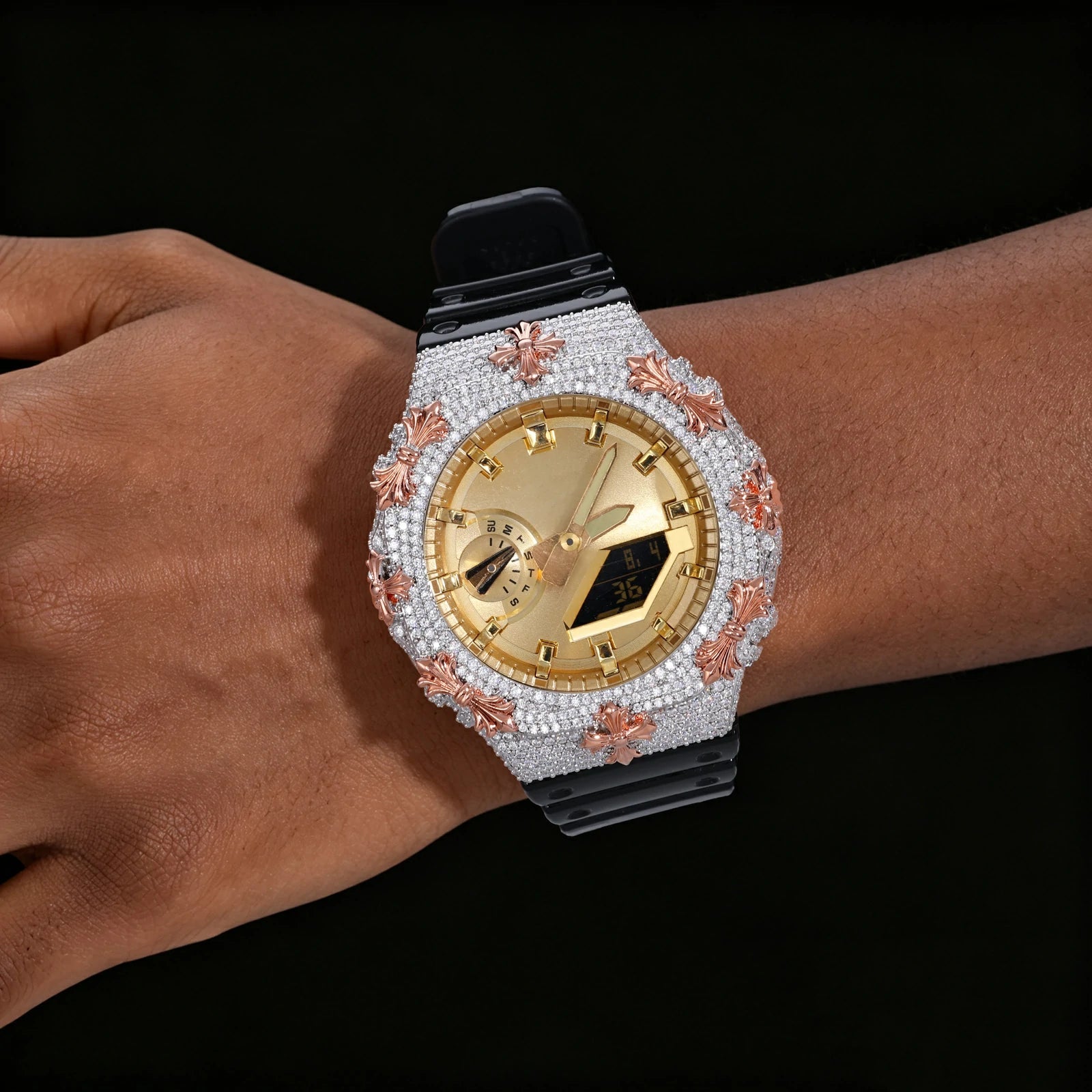 Iced Out Moissanite Cross Bust Down Bezel for GA2100