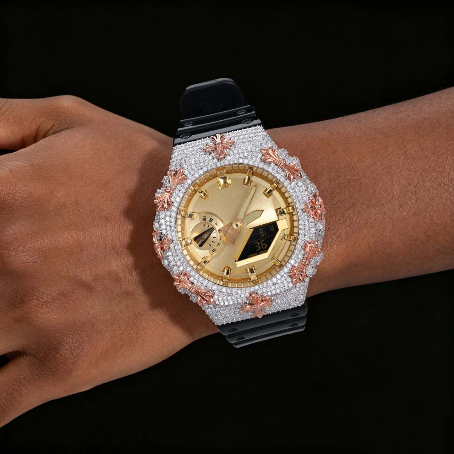 Iced Out Moissanite Cross Bust Down Bezel for GA2100