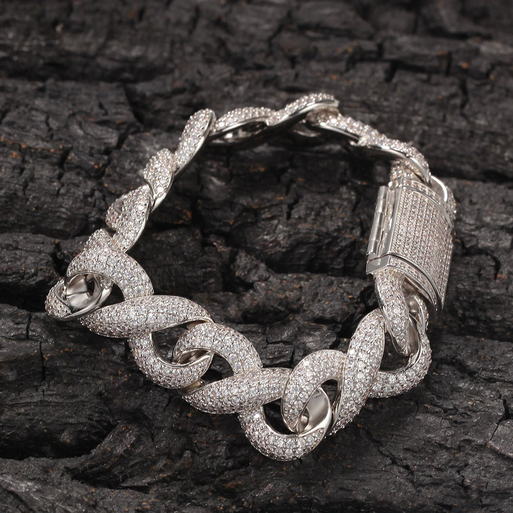 14.5mm Geometric Hip-Hop Infinity Moissanite Bracelet