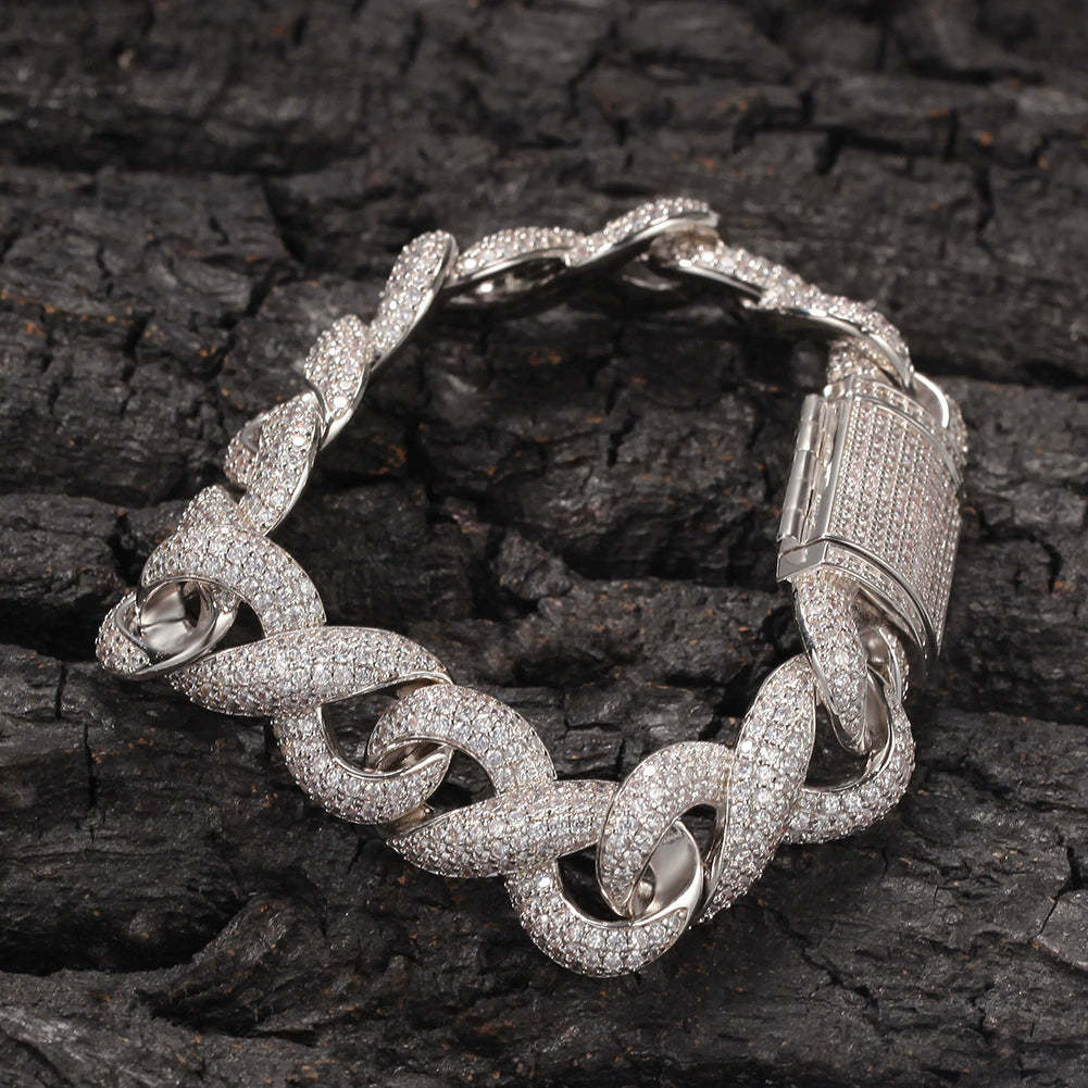 14.5mm Geometric Hip-Hop Infinity Moissanite Bracelet