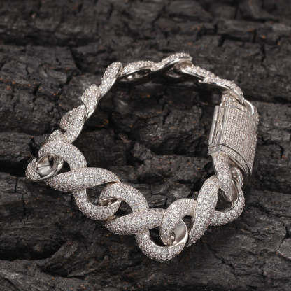 14.5mm Geometric Hip-Hop Infinity Moissanite Bracelet