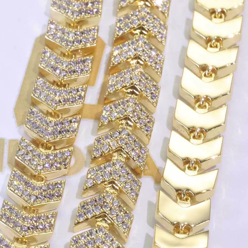 8mm Moissanite Herringbone Cuban Chain