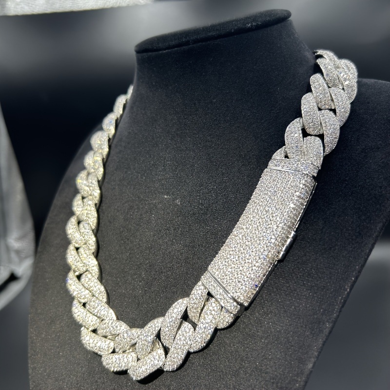20mm S925 Moissanite Unique Trendy Pattern Cuban Chain