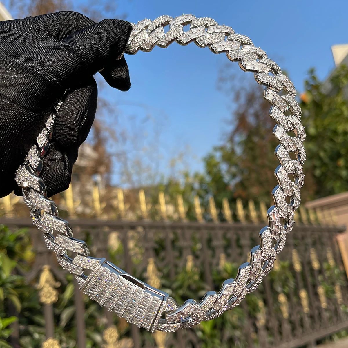 S925 Moissanite Fully Paved Cuban Chain