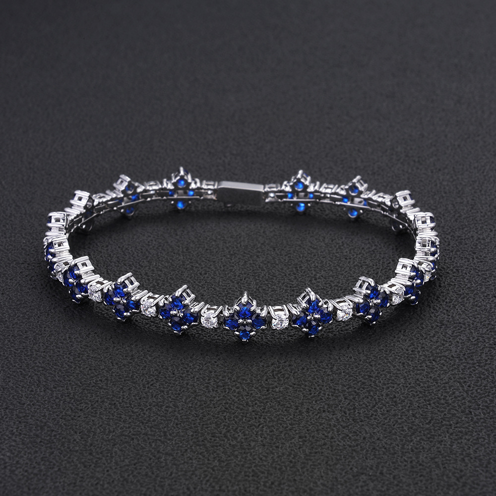 8mm Moissanite Alternating Flower Tennis Bracelet