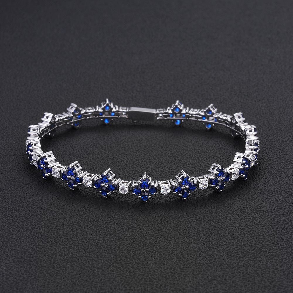 8mm Moissanite Alternating Flower Tennis Bracelet