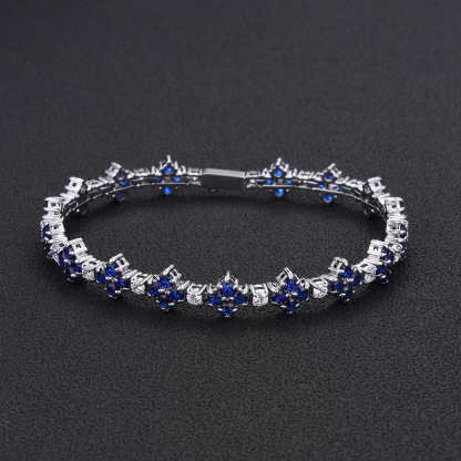 8mm Moissanite Alternating Flower Tennis Bracelet