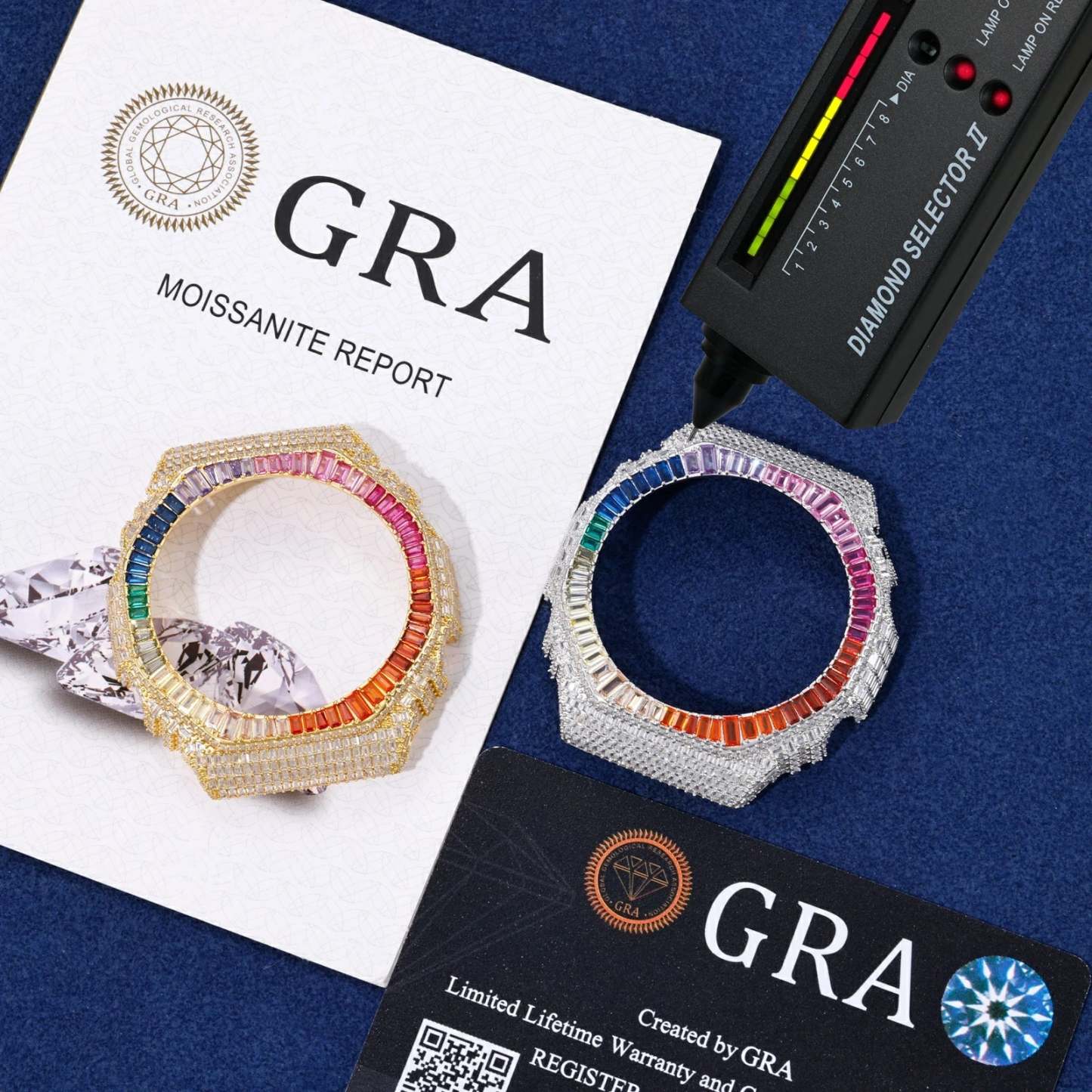 Colorful Baguette Moissanite Bust Down Bezel for GA2100
