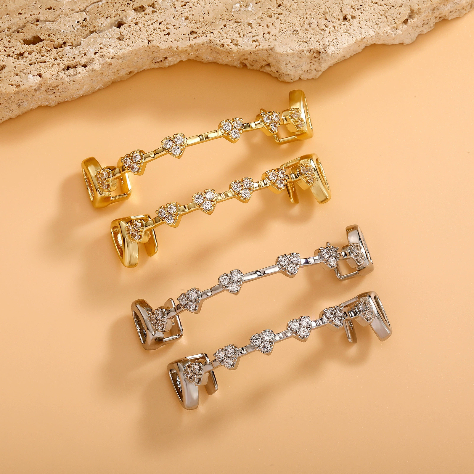 Fashionable Moissanite Gold Grillz – Heart Shaped Fully Diamond-Paved