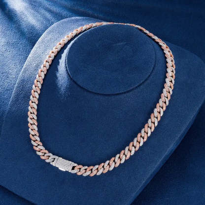 Two Tone 10mm CZ Stone Cuban Chain