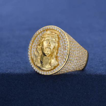 Moissanite Jesus Head Round Ring