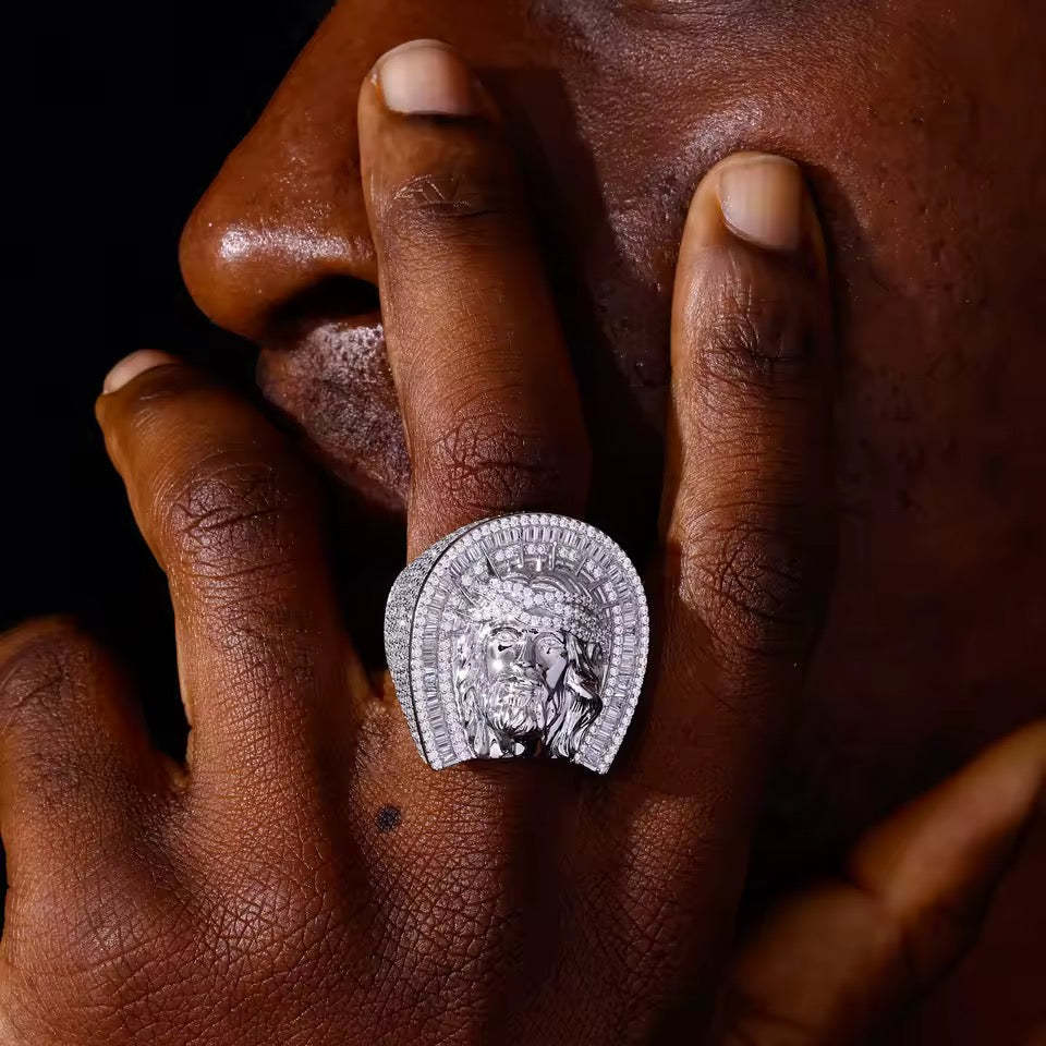 Jesus Face Moissanite Hip Hop Ring