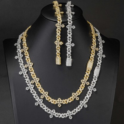 20mm S925 Moissanite Cross Infinity Cuban Chain