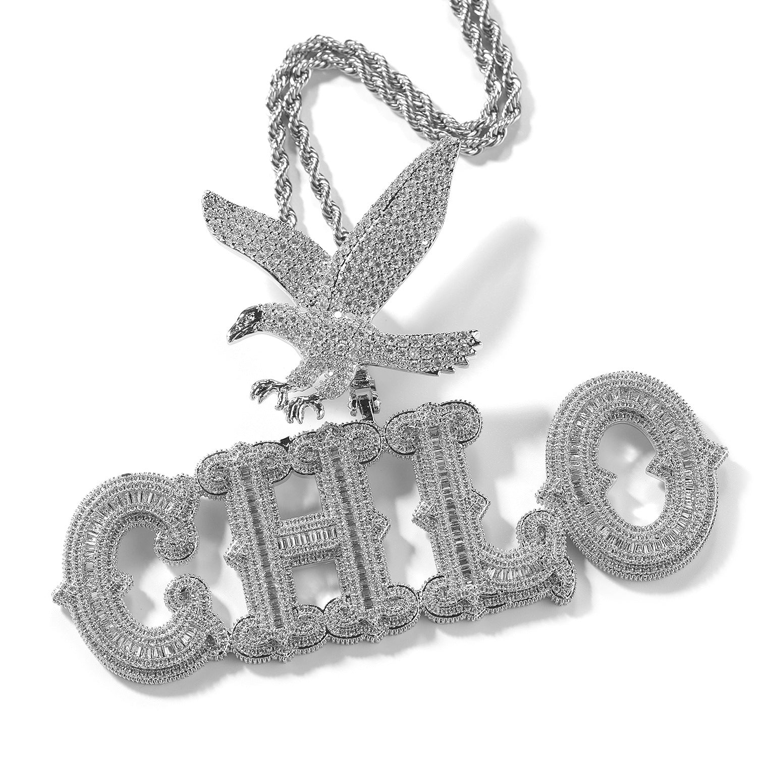 Custom Bold Eagle Clasp Prong-Set Moissanite Pendant