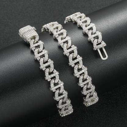 10mm Geometric Moissanite Cuban Chain