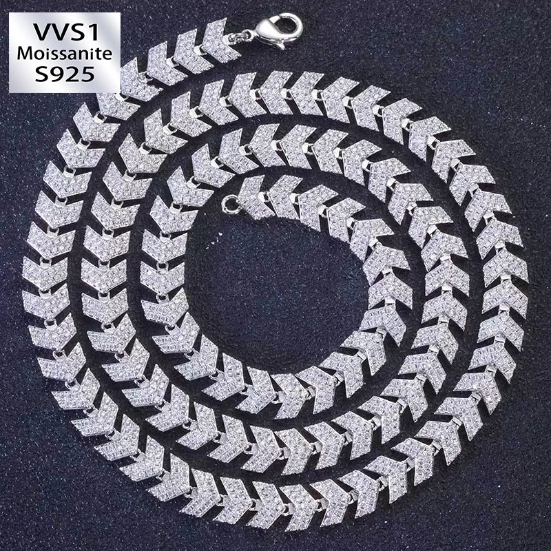 8mm Moissanite Herringbone Cuban Chain