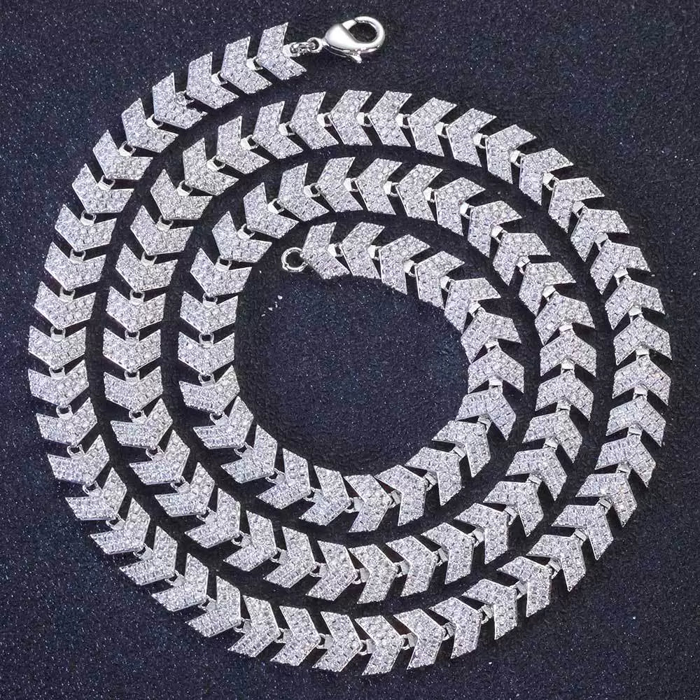 8mm Moissanite Herringbone Cuban Chain