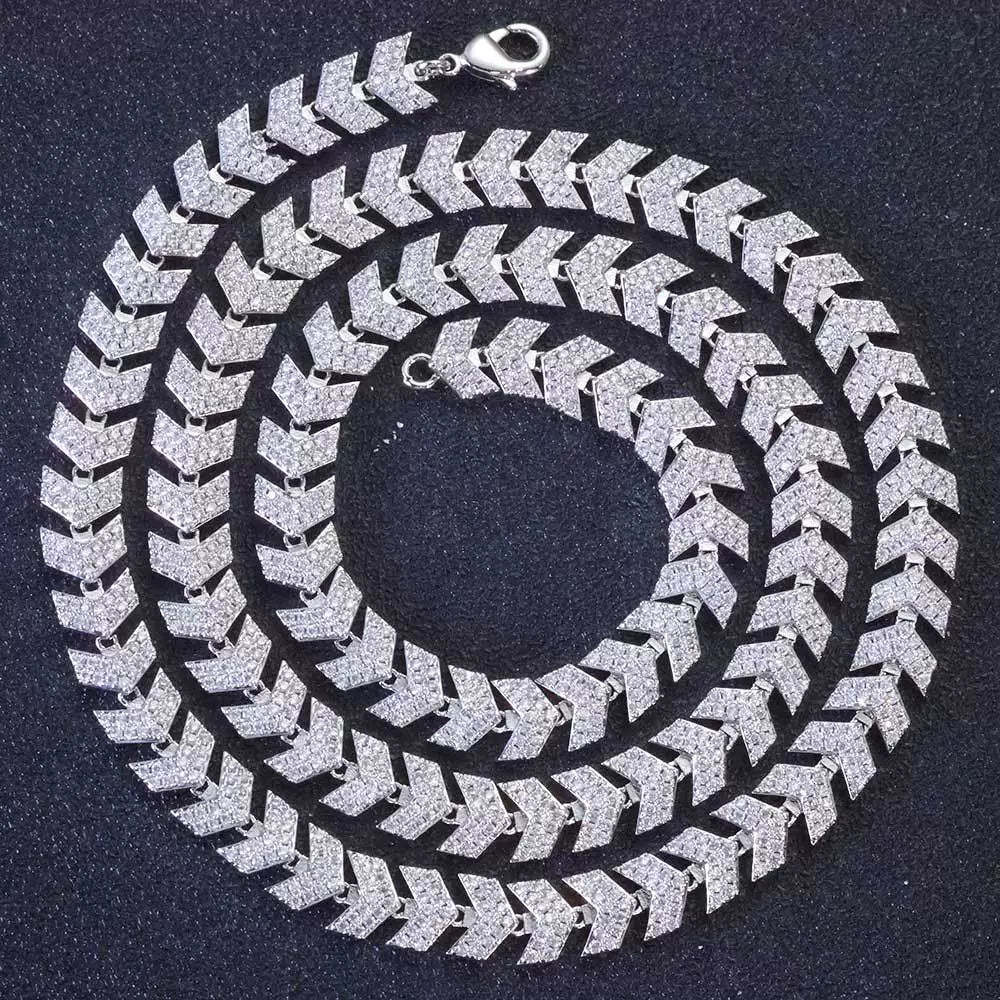 8mm Moissanite Herringbone Cuban Chain