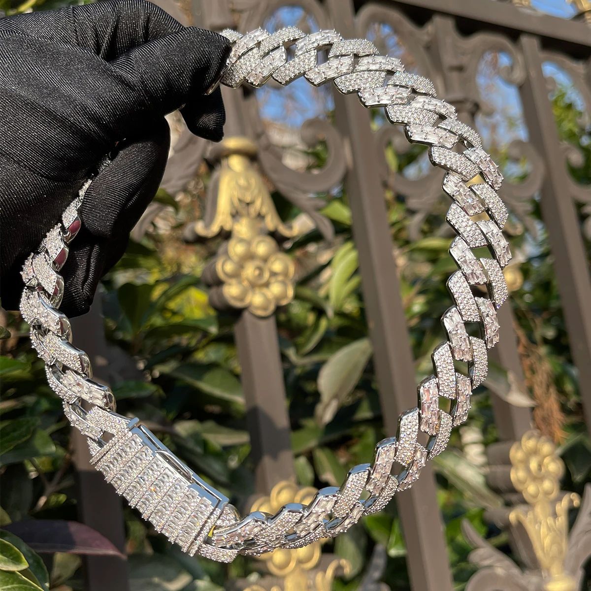 S925 Moissanite Fully Paved Cuban Chain