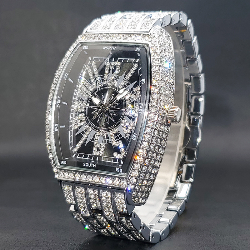 Moissanite Paved Avant-Garde Digital Watch