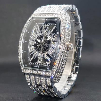 Moissanite Paved Avant-Garde Digital Watch