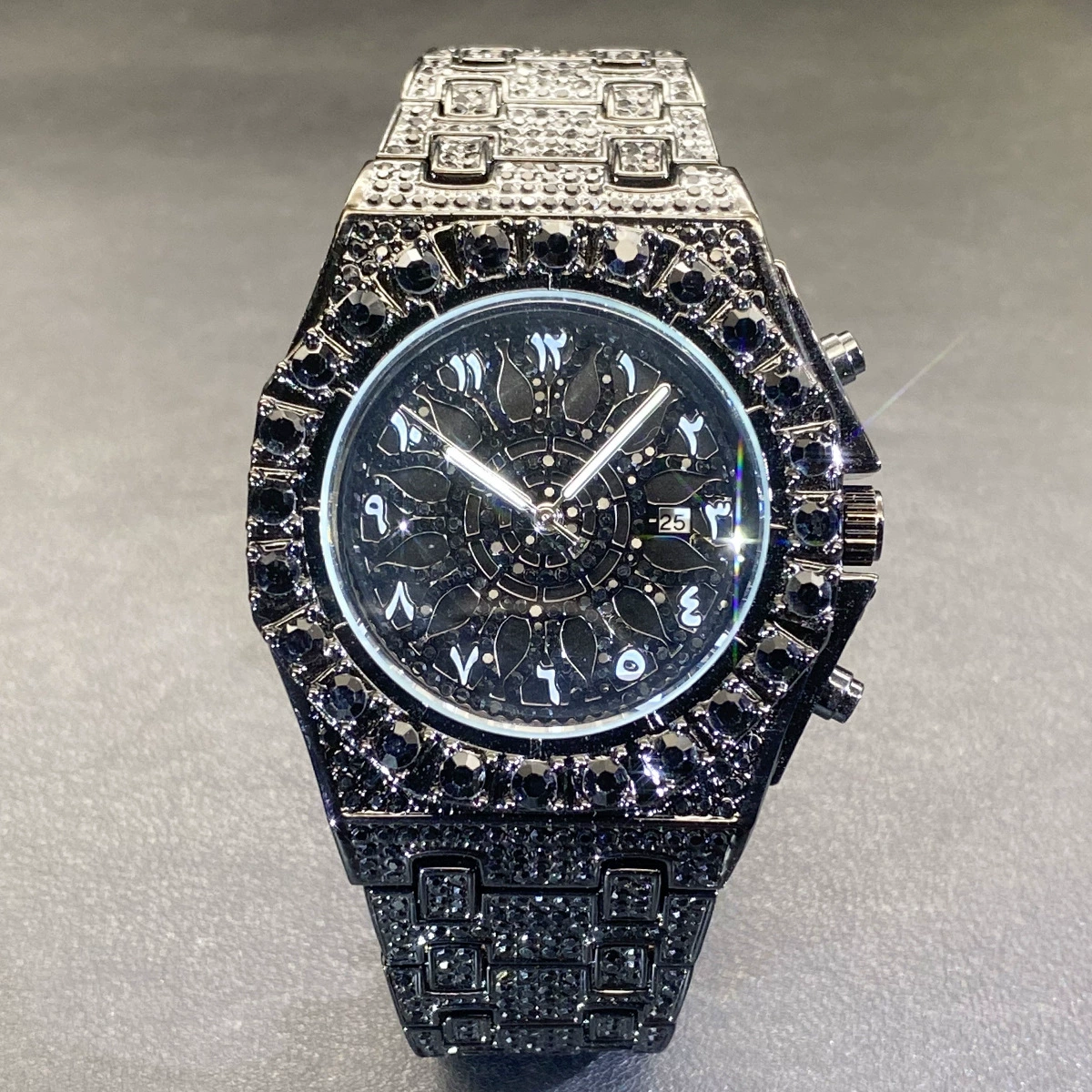 Niche-design moissanite watch with Arabic numeral markers