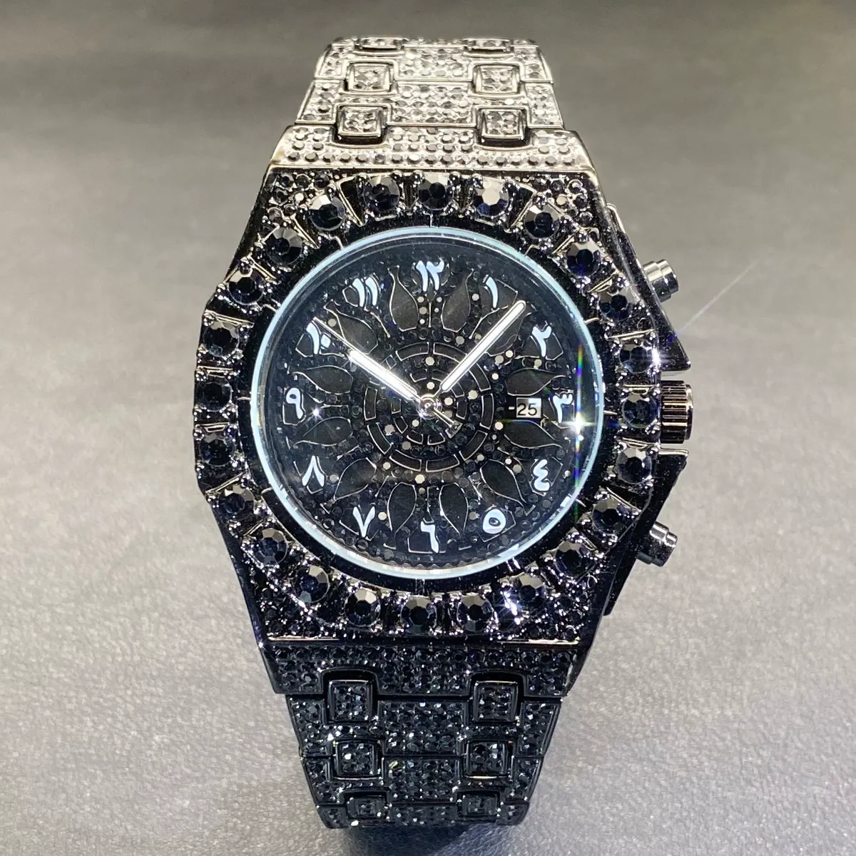 Niche-design moissanite watch with Arabic numeral markers