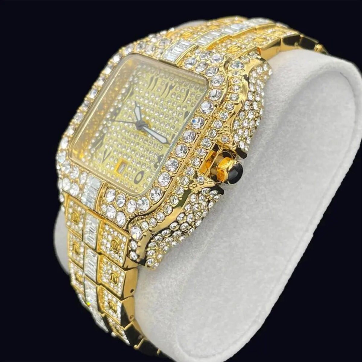 Square Moissanite Unique Arabic Numerals Watch  Setting