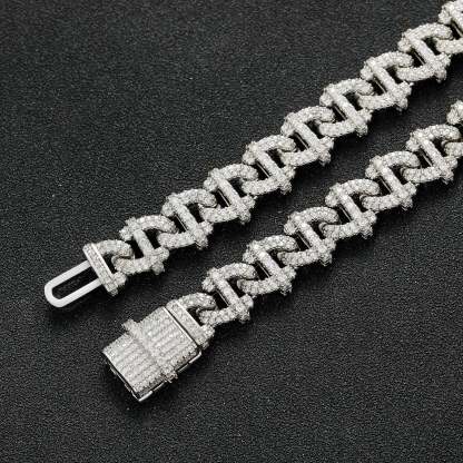 10mm Geometric Moissanite Cuban Chain