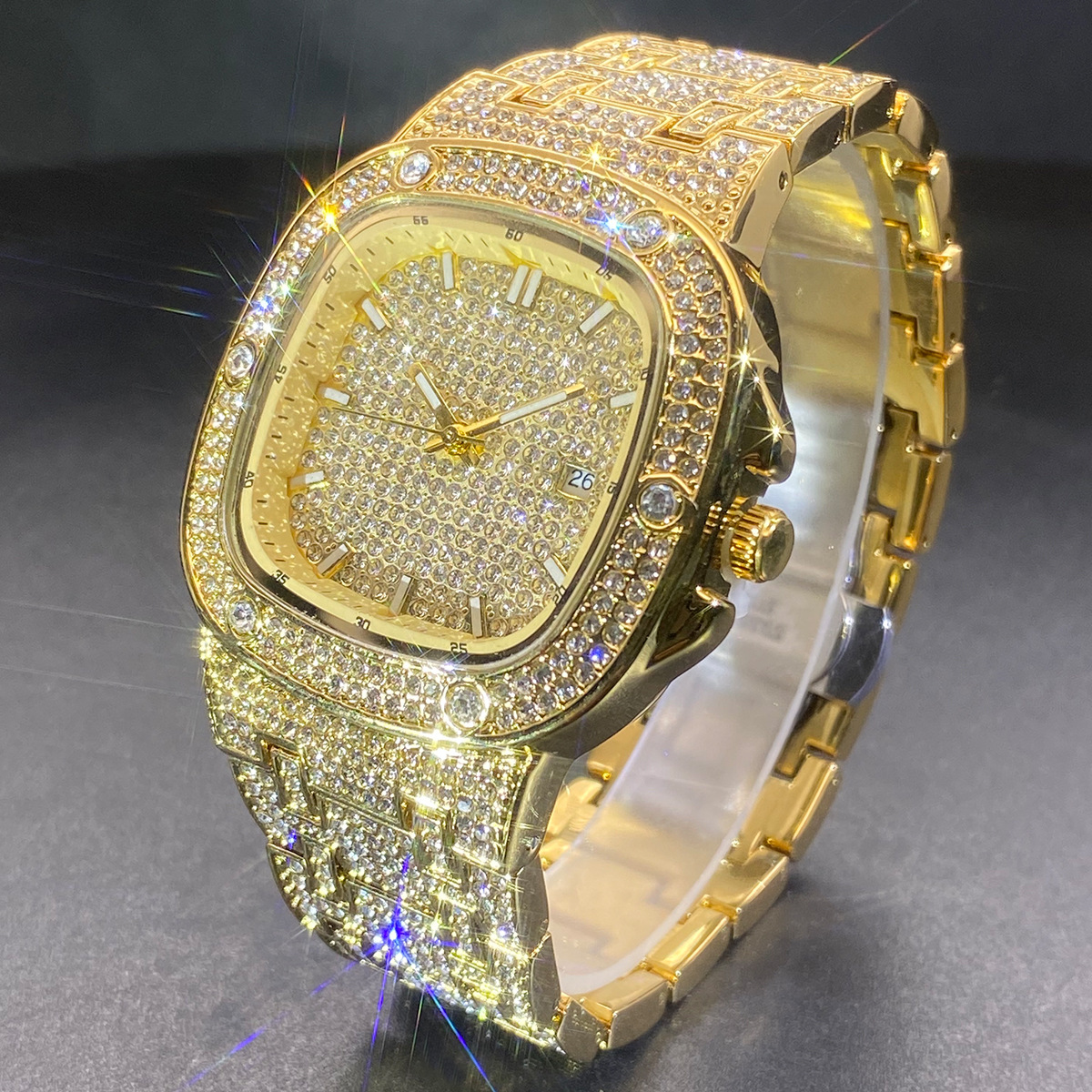 Moissanite Ultra-sparkling Square Quartz Full Diamond Setting Watch