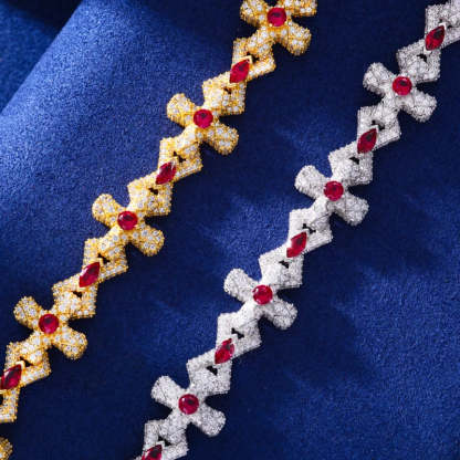 14MM Moissanite gemstone cross bracelet