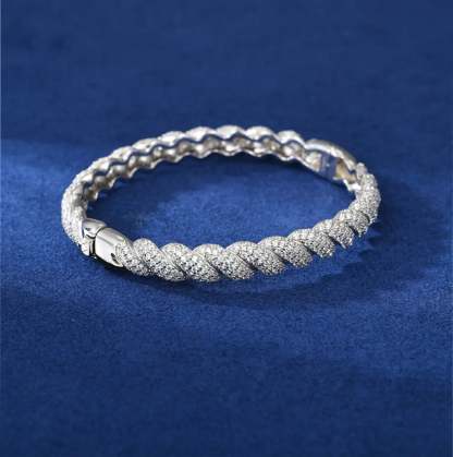 8mm Moissanite New Twist Cross Cuban Bracelet
