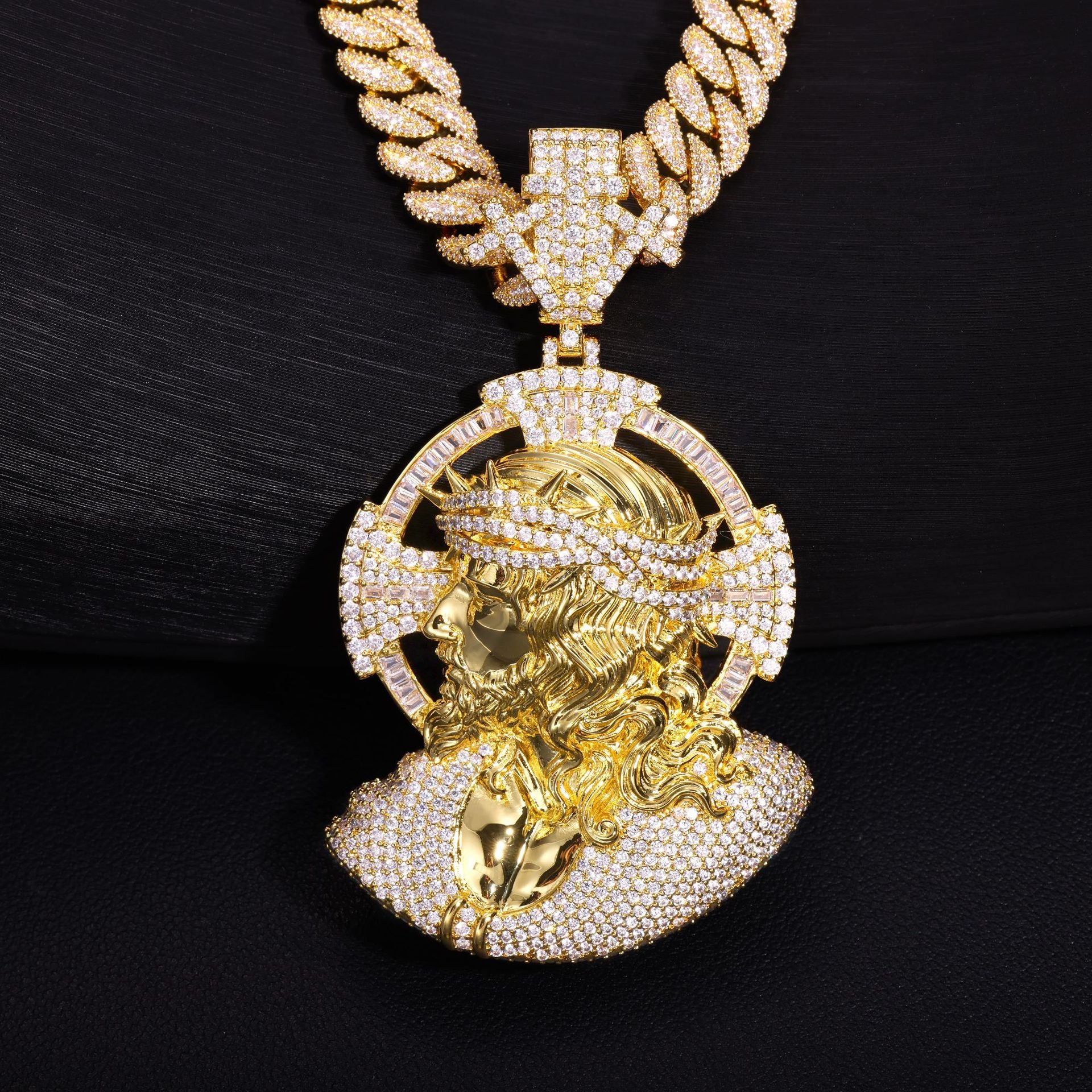 Iced‑Out Moissanite Portrait Pendant